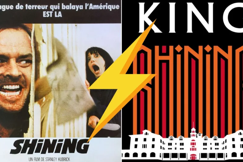 Affiche de SHINING de Stanley Kubrick / Couverture du livre SHINING de Stephen King